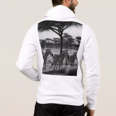 アフリカのゼブラス絵を描油、メンズジッパーフード付きスウェットシャツ パーカ (裏面)