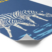 アフリカのゼブラス飲料水ヴィンテージ旅行 ポスター (角)