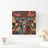 アフリカのタペストリー スクエア壁時計 (ホーム)