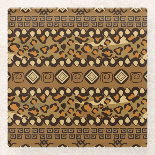アフリカのチータの皮パターン2 ガラスコースター (正面)