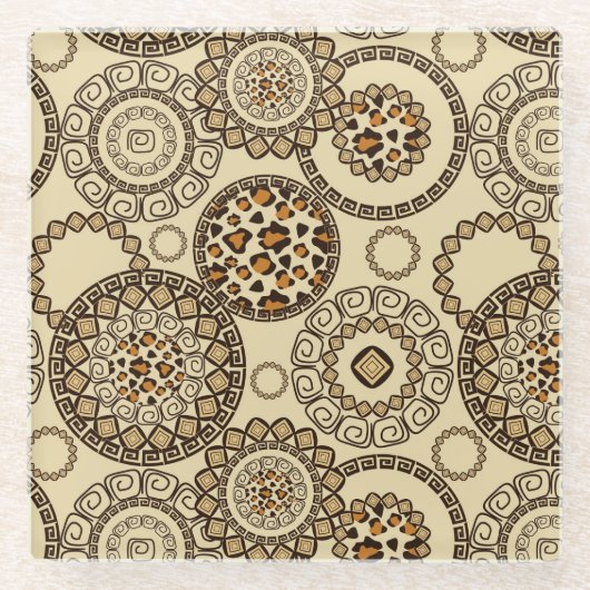 アフリカのチータの皮パターン3 ガラスコースター (正面)