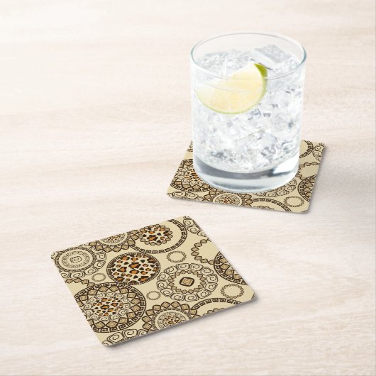 アフリカのチータの皮パターン3 スクエアペーパーコースター (インサイチュ)