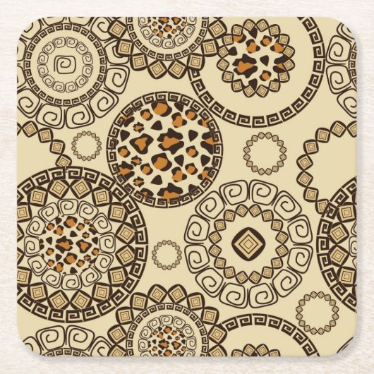 アフリカのチータの皮パターン3 スクエアペーパーコースター (正面)
