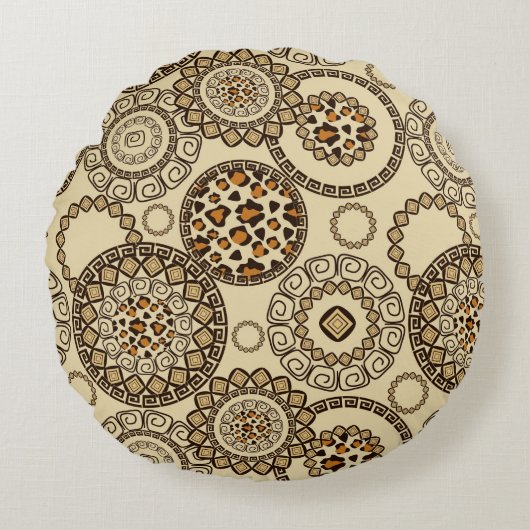 アフリカのチータの皮パターン3 ラウンドクッション (正面)