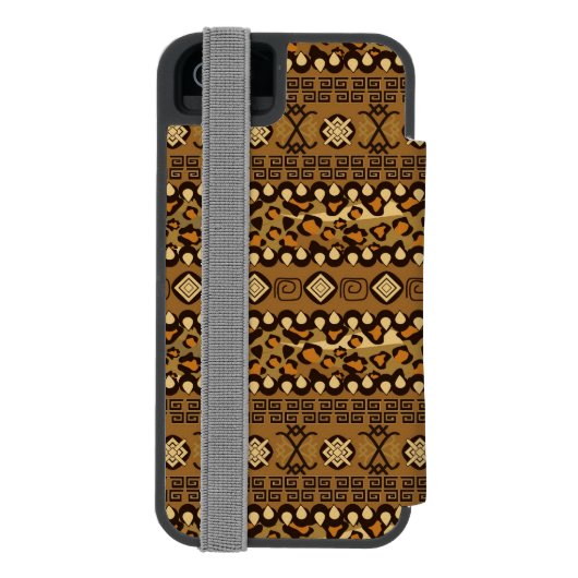 アフリカのチータの皮パターン INCIPIO iPhoneウォレットケース (フォリオ裏面)