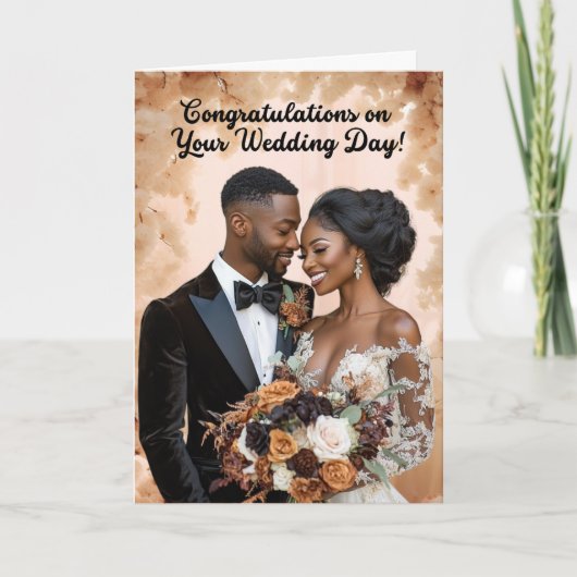 アフリカのテーマに合わせた結婚式お祝いカード カード (正面)