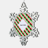 アフリカのディアスポラまたはアメリカ国旗のタイル個人用 スノーフレークピューターオーナメント (右)