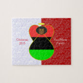 アフリカのディアスポラ・エンジェル国旗の赤パーソナライズされた白 ジグソーパズル (横)