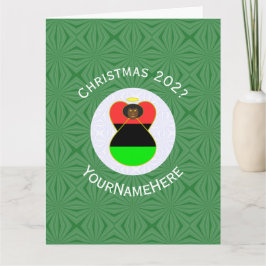 アフリカのディアスポラ・エンジェル・クリスマスパーソナライズされた国旗 カード