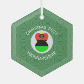 アフリカのディアスポラ・エンジェル・クリスマスパーソナライズされた国旗 ガラスオーナメント (正面)