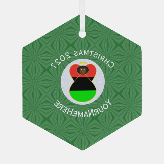 アフリカのディアスポラ・エンジェル・クリスマスパーソナライズされた国旗 ガラスオーナメント (裏面)