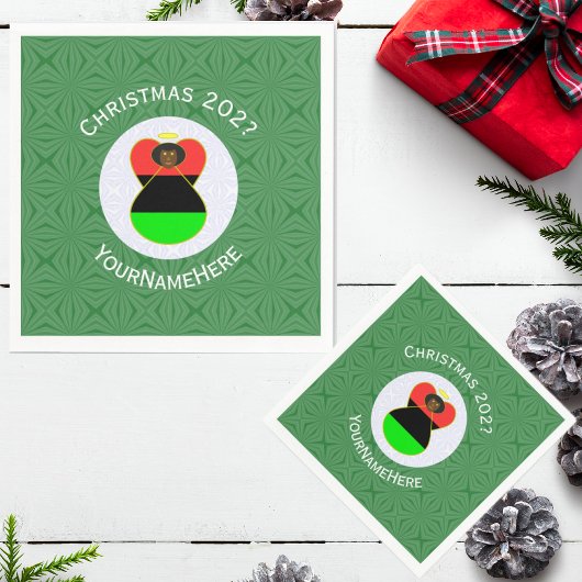 アフリカのディアスポラ・エンジェル・クリスマスパーソナライズされた国旗 スタンダードカクテルナプキン