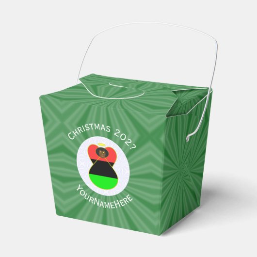 アフリカのディアスポラ・エンジェル・クリスマスパーソナライズされた国旗 フェイバーボックス (正面サイド)