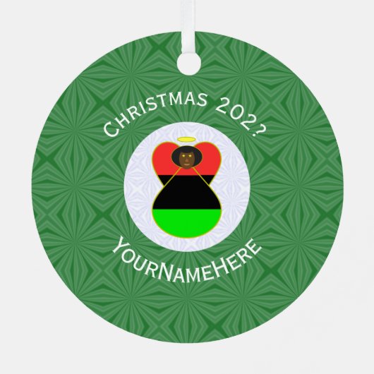 アフリカのディアスポラ・エンジェル・クリスマスパーソナライズされた国旗 メタルオーナメント (裏面)