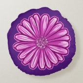 アフリカのデイジーの花、リアルなイラストレーション ラウンドクッション (裏面)