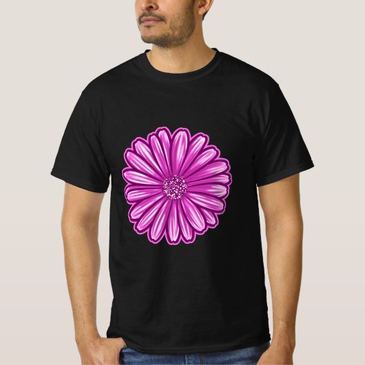 アフリカのデイジーの花、リアルなイラストレーション Tシャツ (正面)