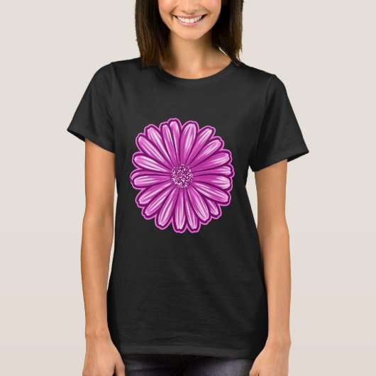 アフリカのデイジーの花、リアルなイラストレーション Tシャツ (正面)