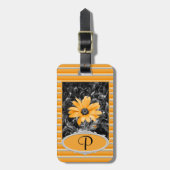 アフリカのデイジー写真とモノグラム前面 ラゲッジタグ (正面縦)