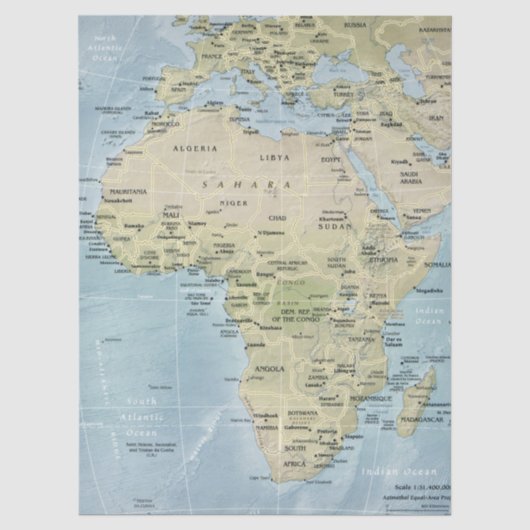 アフリカのデコパージュ地図 薄葉紙 (正面)
