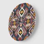 アフリカのトライバルパターンアステカパターン ラージ壁時計 (傾斜)