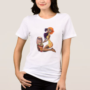 アフリカのドラマー・ガール トライブレンドTシャツ