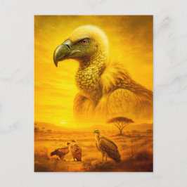 アフリカのハゲワシの二重露出ポートレート シーズンポストカード