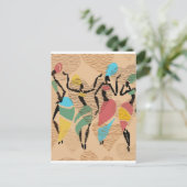 アフリカのバレンタインのダンス、アフリカの女性パターン ポストカード (スタンド正面)