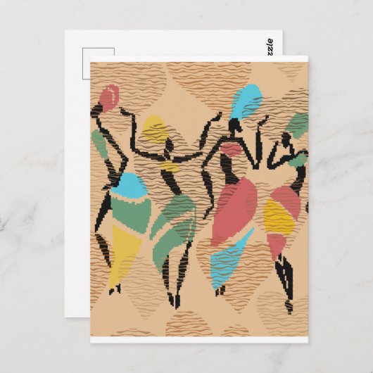 アフリカのバレンタインのダンス、アフリカの女性パターン ポストカード (正面/裏面)