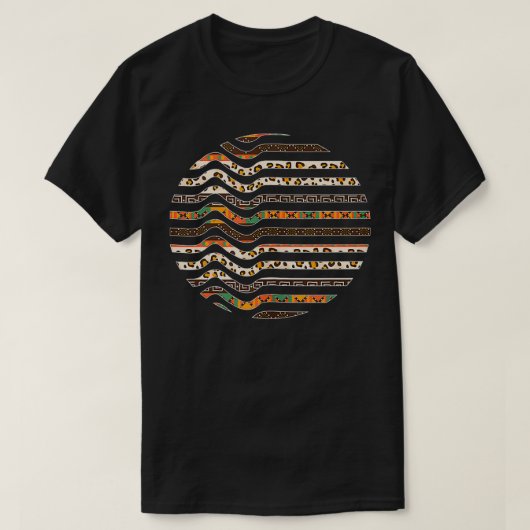 アフリカのパターン内側抽象芸術サークルブラックヒスト Tシャツ (デザイン正面)