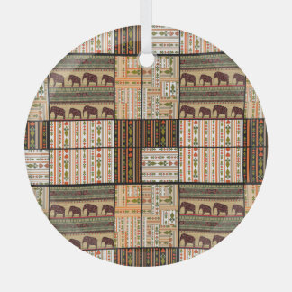 アフリカのパッチワーク象：装飾的な質感 ガラスオーナメント