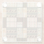 アフリカのパッチワーク象：装飾的な質感 ガラスコースター (裏面)