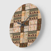 アフリカのパッチワーク象：装飾的な質感 ラージ壁時計 (傾斜)