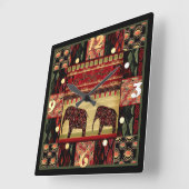 アフリカのパッチワーク スクエア壁時計 (傾斜)