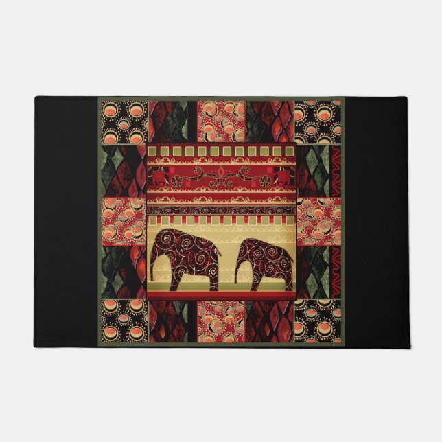 アフリカのパッチワーク ドアマット (正面)