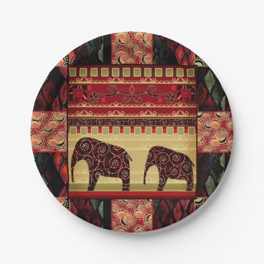 アフリカのパッチワーク ペーパープレート (正面)