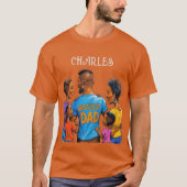 アフリカのパパと妻と子供の風刺 Tシャツ (正面)