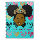アフリカのパフの黒の女の子の魔法の螺線形ノート ノートブック (正面)