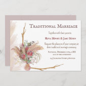 アフリカのパンパスプロテア伝統的ント結婚 招待状 (正面/裏面)