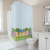 アフリカのフォークアートの様式化されたジャングル動物 シャワーカーテン (インサイチュ)