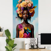 アフリカのフローラドレス付き婦人 ポスター (ホームオフィス)