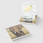 アフリカのブッシュゾウ ストーンコースター (横)