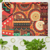 アフリカのブラックケンテの部族の模様の装飾 キッチンタオル (折り畳み)