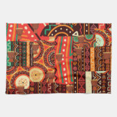 アフリカのブラックケンテの部族の模様の装飾 キッチンタオル (横)