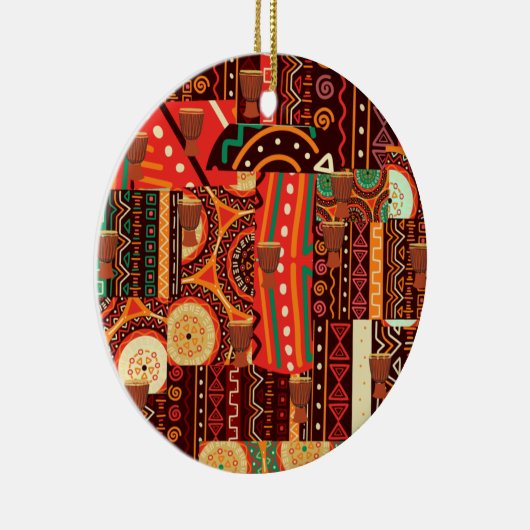 アフリカのブラックケンテの部族の模様の装飾 セラミックオーナメント (右)