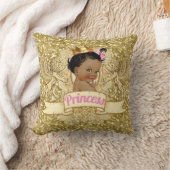 アフリカのプリンセスのピンクおよび金ゴールドのグリッターの枕 クッション (ブランケット)