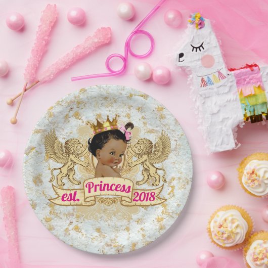 アフリカのプリンセスの大理石の白および金ゴールドプレート ペーパープレート (パーティー)