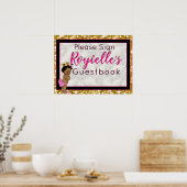 アフリカのプリンセス|ピンク/ブラック/ゴールドグリッター ゲストブック (キッチン)