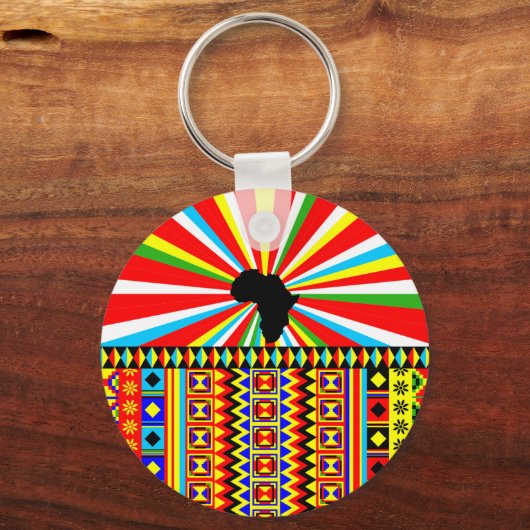 アフリカのプリントケンテクロスの部族パターンアンカラ キーホルダー (正面)