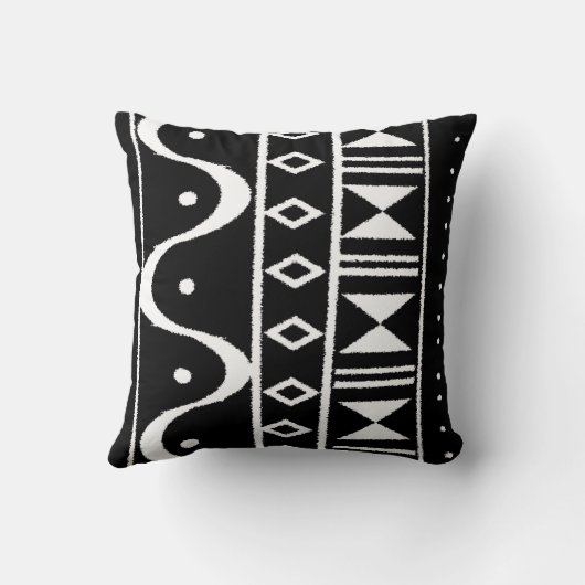 アフリカのプリントIつの黒くか白い装飾用クッション クッション (裏面)