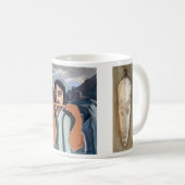 アフリカのマスク及びアフリカの刺激を受けたな映像 コーヒーマグカップ (正面右)